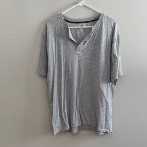 Hanes Men's Light Gray Short Sleeve Henley 3